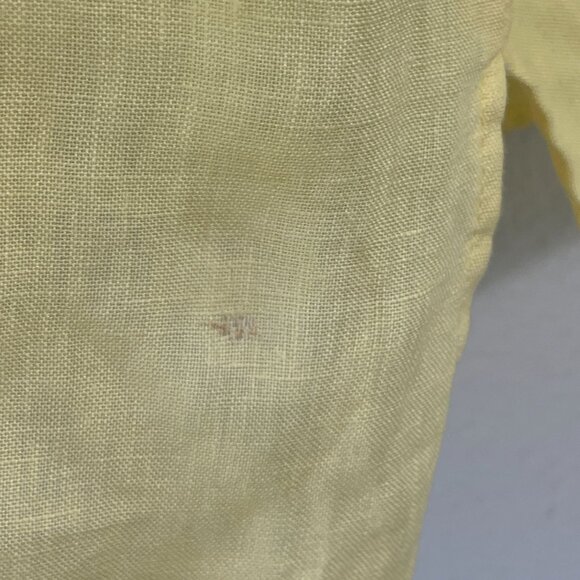 LL Bean Womens Plus 3X Yellow 100% Linen Pintuck Button Up Shirt Blouse Top - Picture 7 of 10